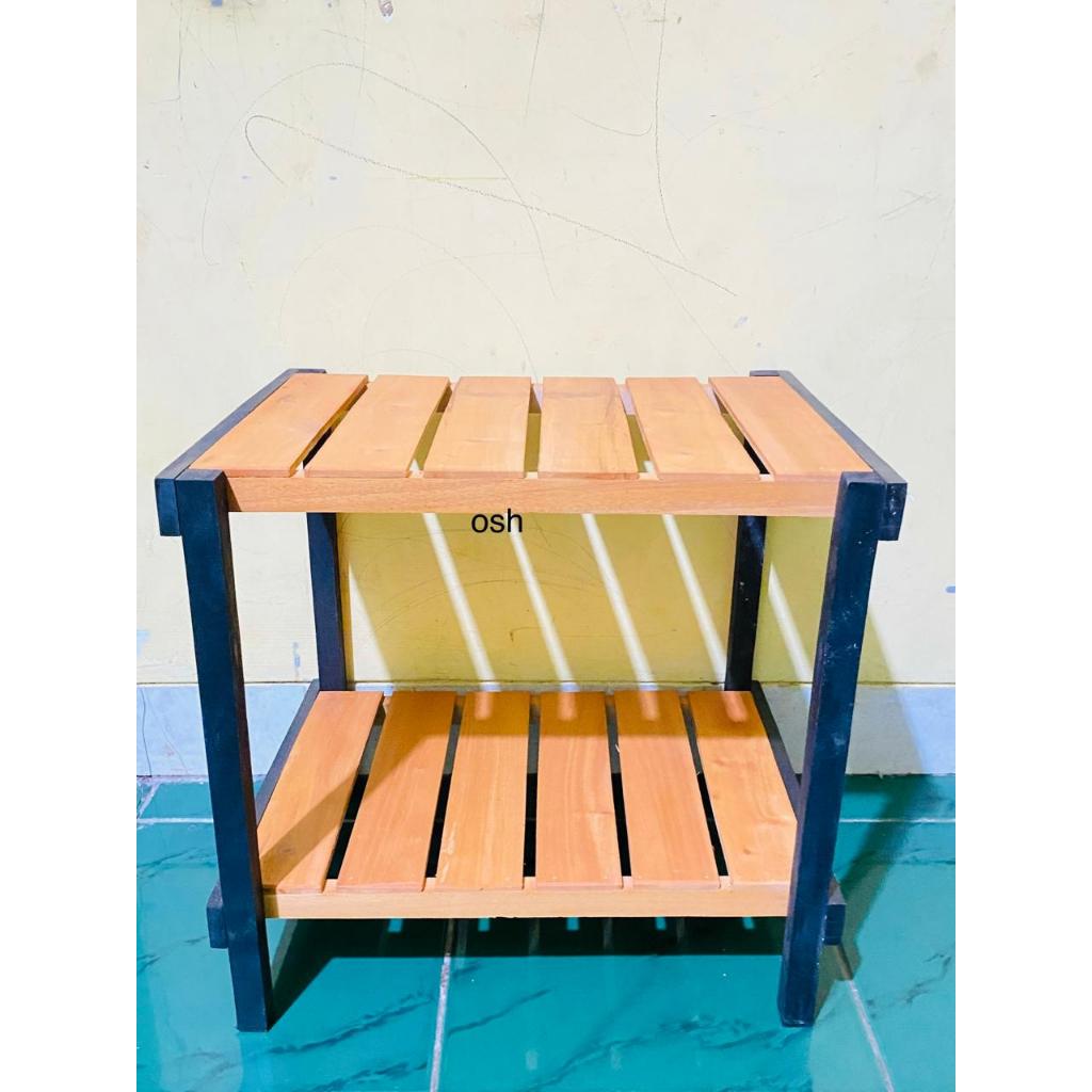 Rak / Meja Aquarium  Susun 2 Tingkat ,Berbahan Kayu Mahoni Ukuran 40x30 & 40 x 60 cm