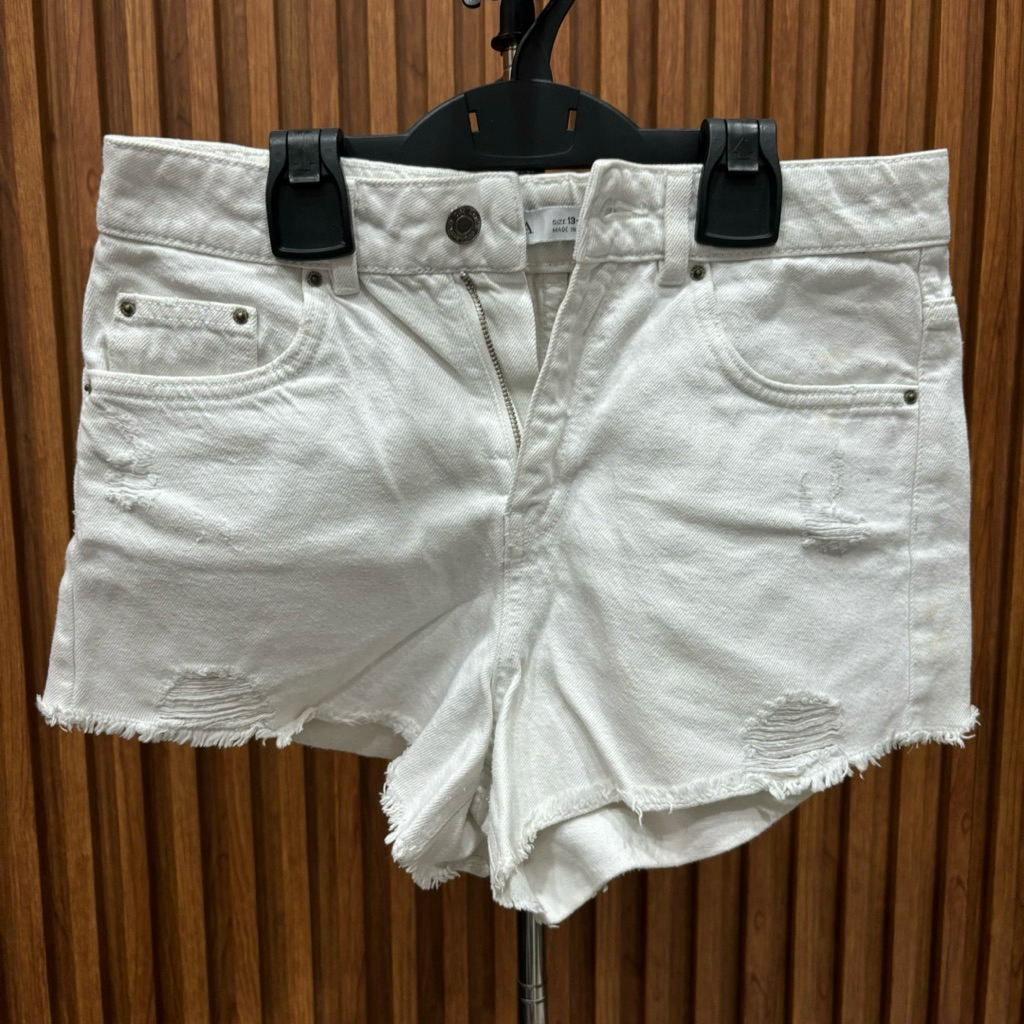 CELANA PENDEK JEANS ZARA PUTIH WANITA