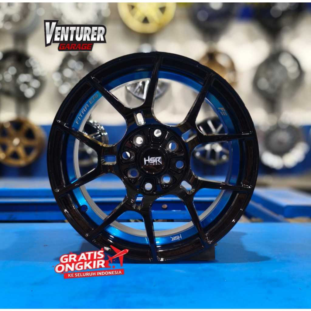 velg mobil racing brio jazz agya calya r15 hsr wheel fe06 ring 15 hitam list biru