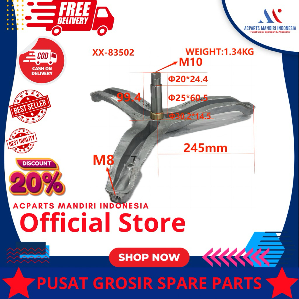 ELECTROLUX EWF10847 ( XN-83502 / As Besar ), Spider drum / segitiga tabung / baling baling tabung me