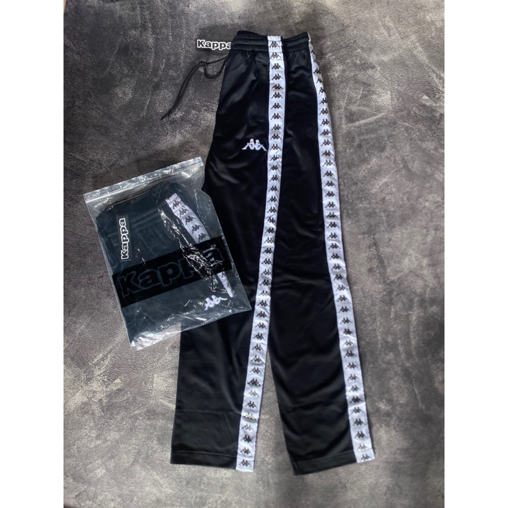 Trackpants kappa tapped black white bnwt baru 100% original resmi