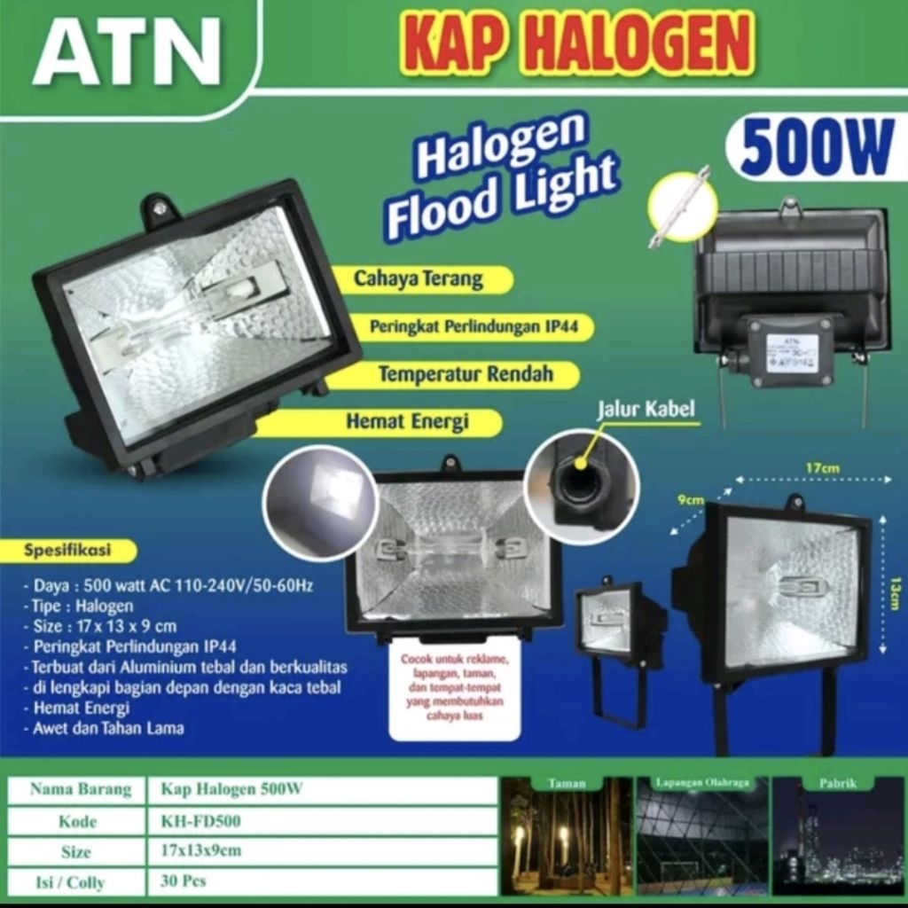 KAP LAMPU HALOGEN SOROT 500W KAP HALOGEN SOROT AUTDOR / INDOR 500 WATT