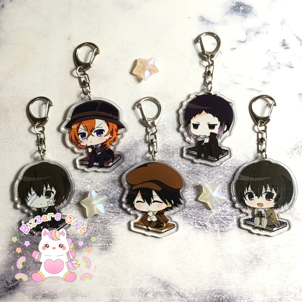 Bungou Stray Dogs Keychain Gantungan Kunci Anime Ganci Lucu Dazai Ranpo Akutagawa Atsushi Chuuya BSD