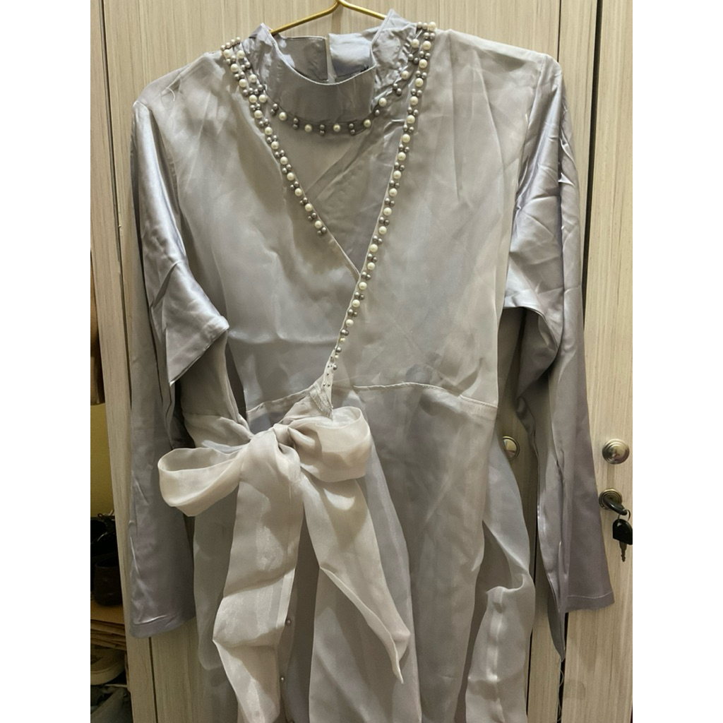 Dress gaun pesta grey hijab XL