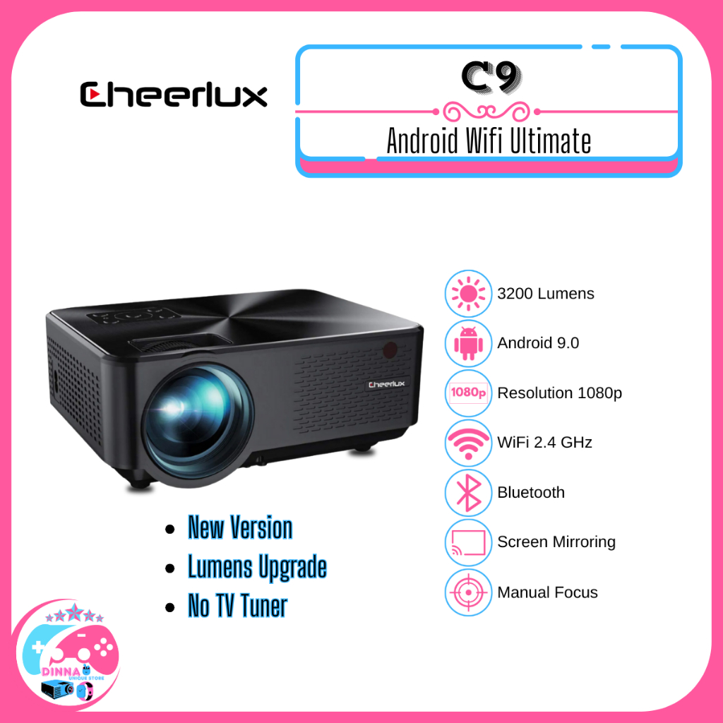CHEERLUX C9 Android WiFi Ultimate - LED Projector 3200 Lumens 1080P - Proyektor Android CHEERLUX