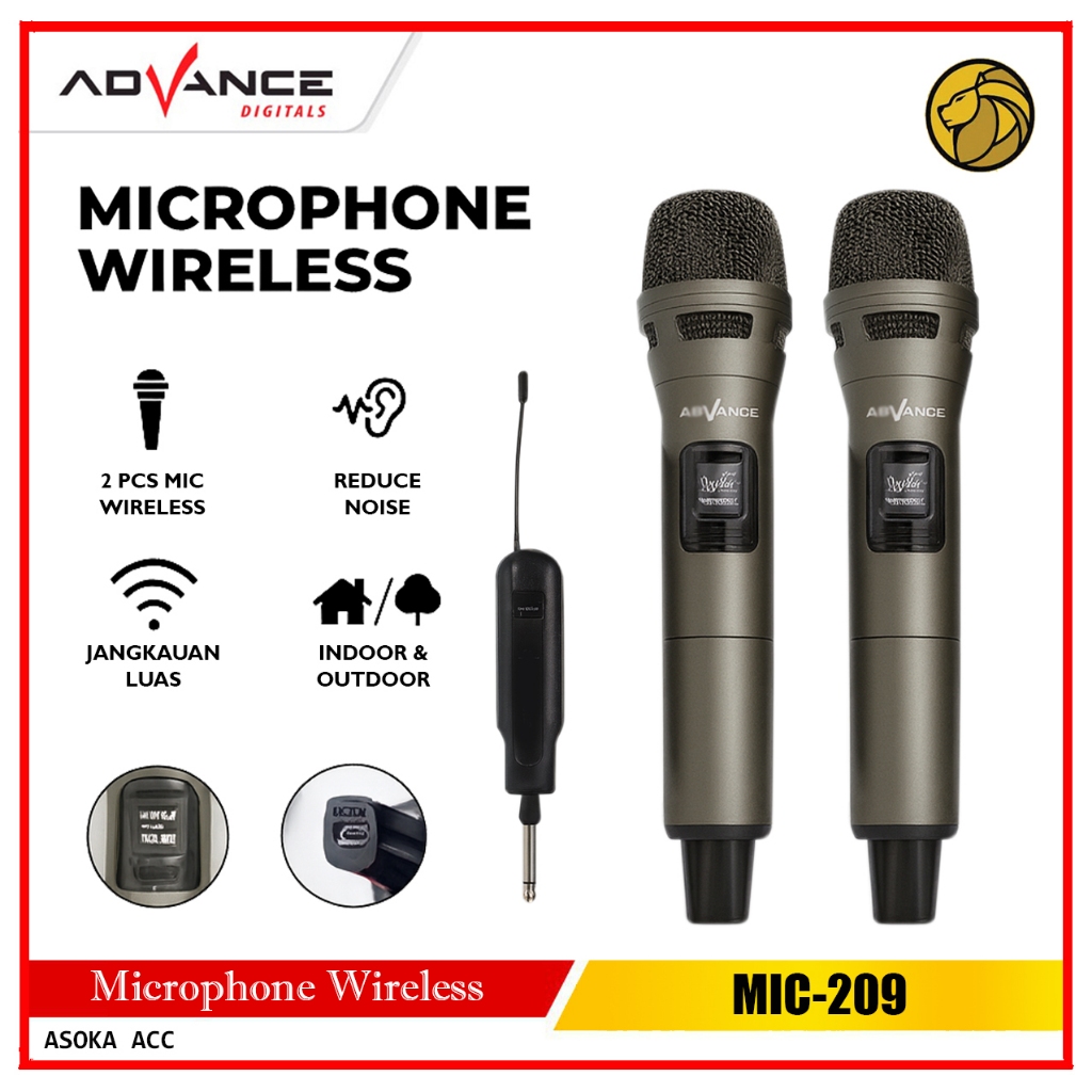 Advance MIC-209 Double Mic Wireless Recharger Bisa digunakan untuk Souncard/Speaker