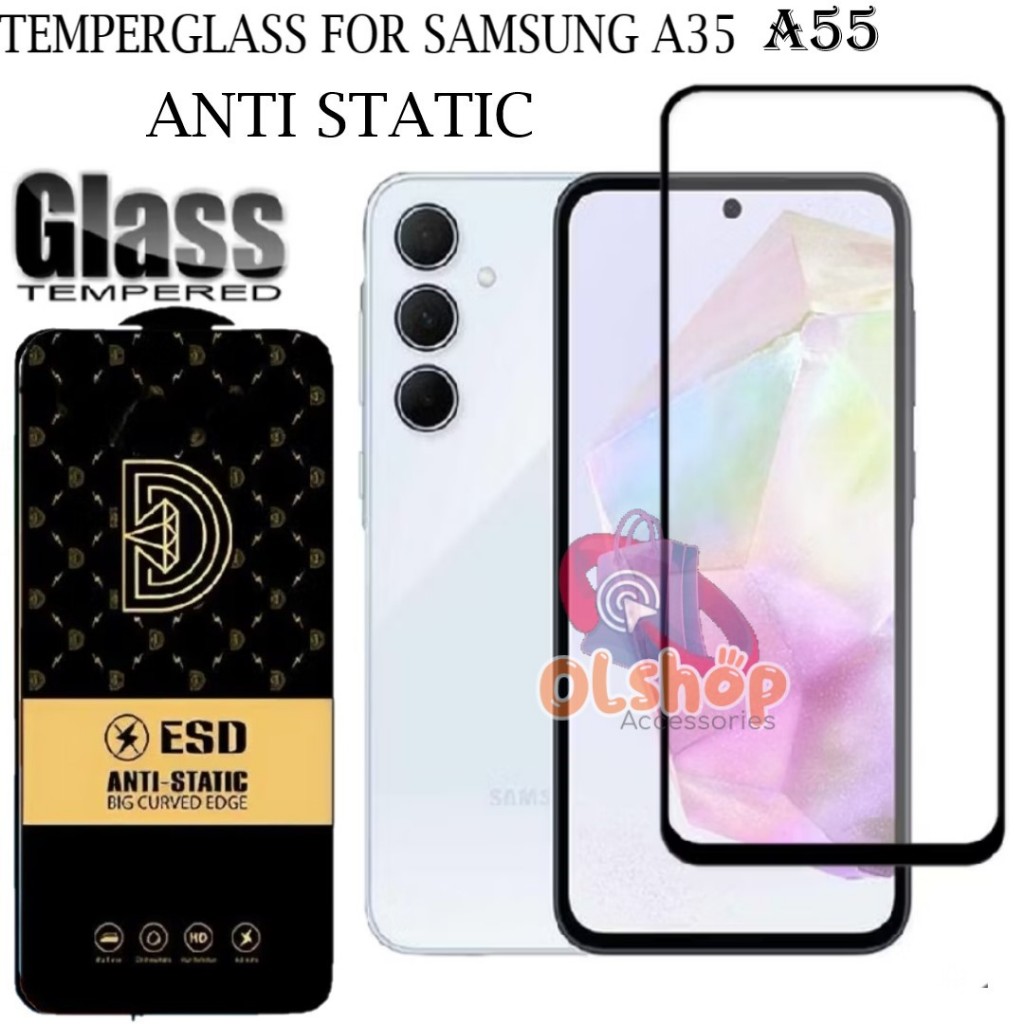 Temperglass Samsung A35 Samsung A55 Anti static pelindung layar depan handphone