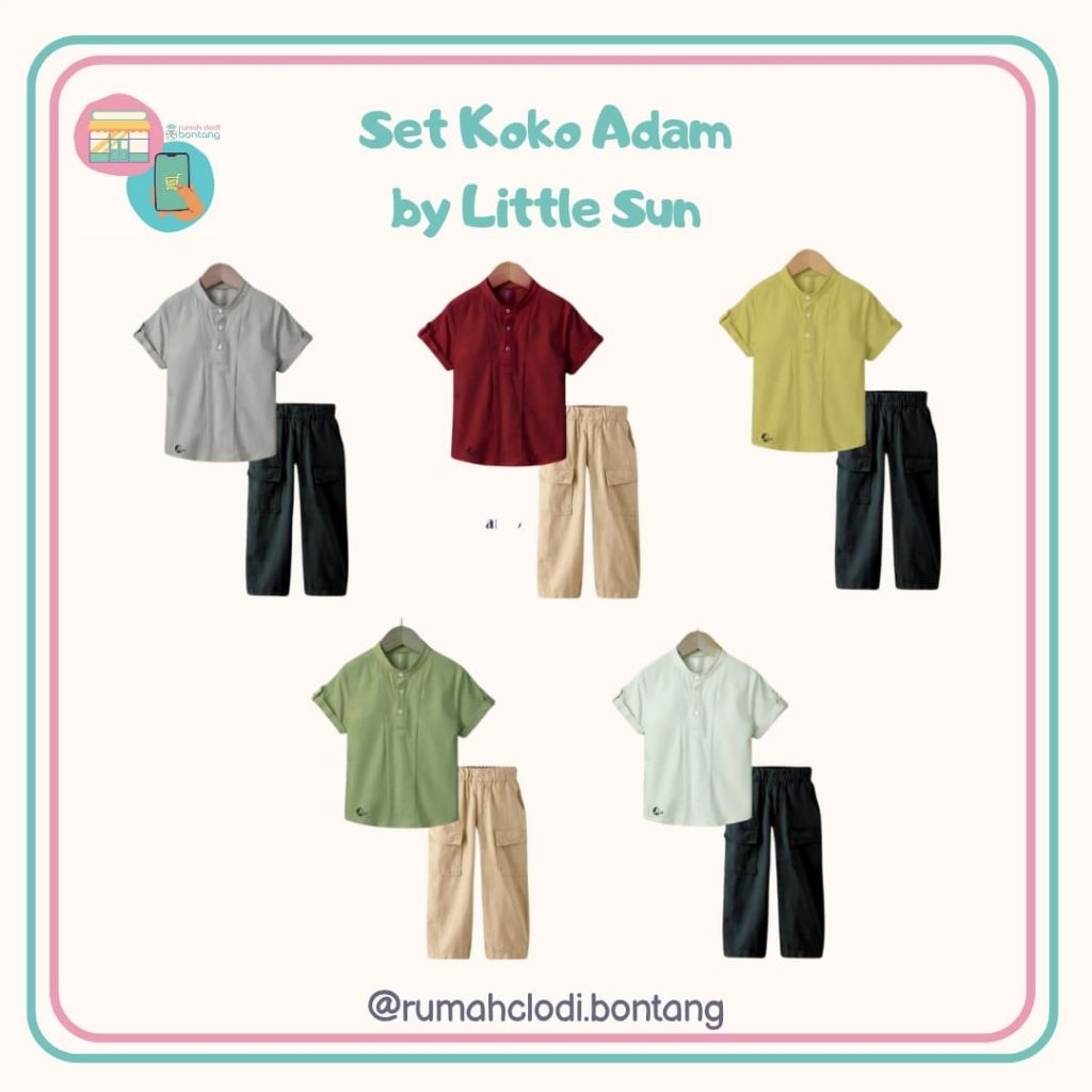 SETELAN KOKO ADAM CELANA CHINOS KANTONG DEPAN by little sun / setelan kemeja koko dan celana chinos 