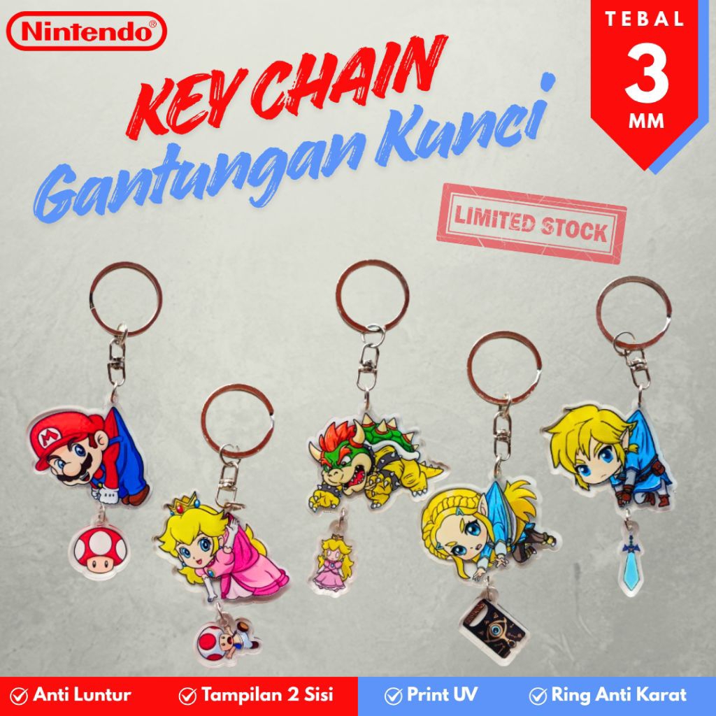Keychain Nintendo Gantungan Kunci Karakter Game Nintendo Lucu