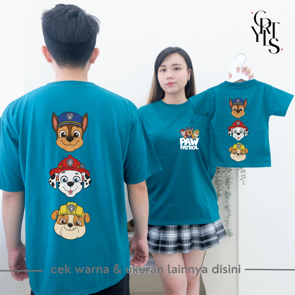 Carotyles Baju Atasan Kaos 3 PAW Couple Keluarga Family Wanita Anak Perempuan Laki Laki