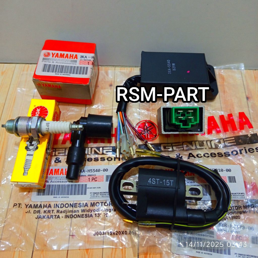 PENGAPIAN 5 ITEM CDI + KOIL/COIL + KIPROK + TUTUP BUSI + BUSI 3XA YAMAHA FIZ R PORCE ONE POSWAN, ORI