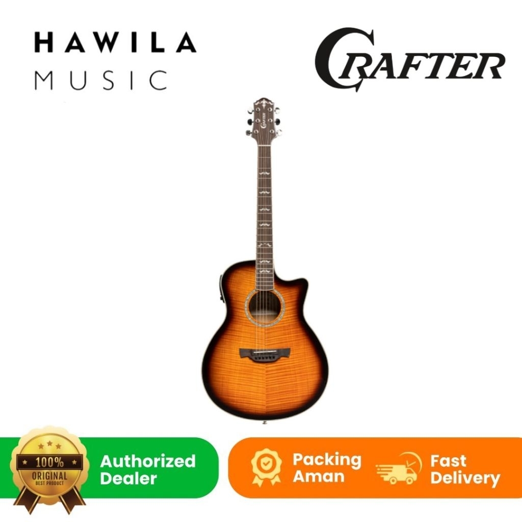 Gitar Akustik Elektrik CRAFTER NOBLE VTG Edition Flame Maple Ori Korea