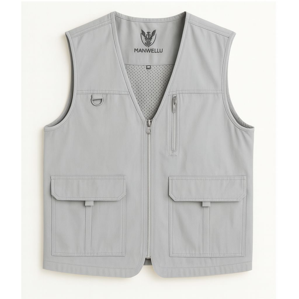 Rompi pria outdoor cargo .Waistcoat Lahak Tanpa Kerah Krem tulang da Putih . ABUMUDA Maroon Dan Maro