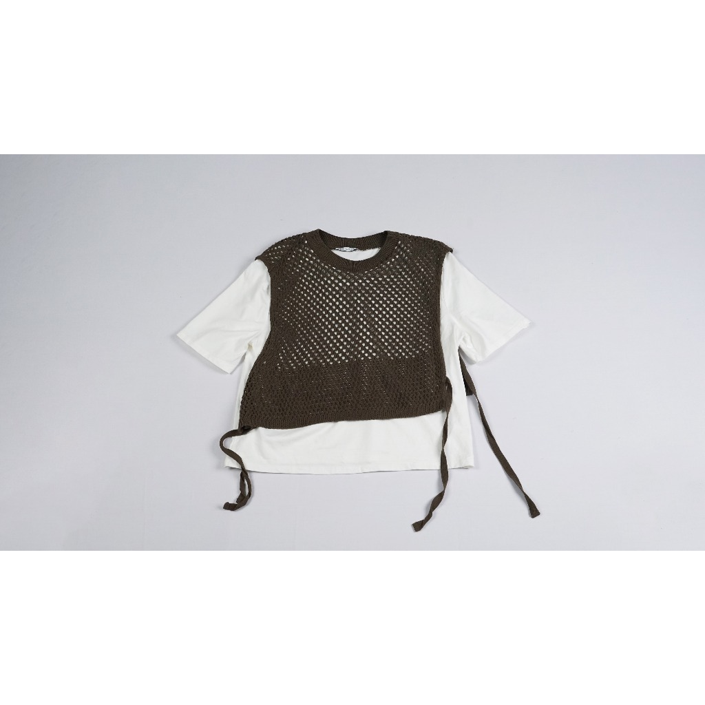 Zara - Contrast Tshirt Chunky Knit Vest