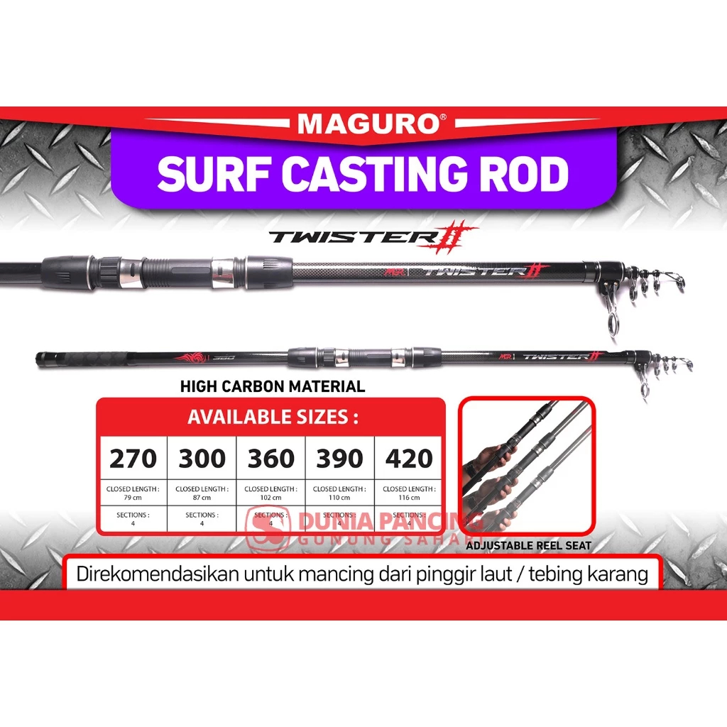 Joran Surf Maguro TWISTER II Size 390/420 | Joran Surf Antena | Joran Pasiran Teleskopik