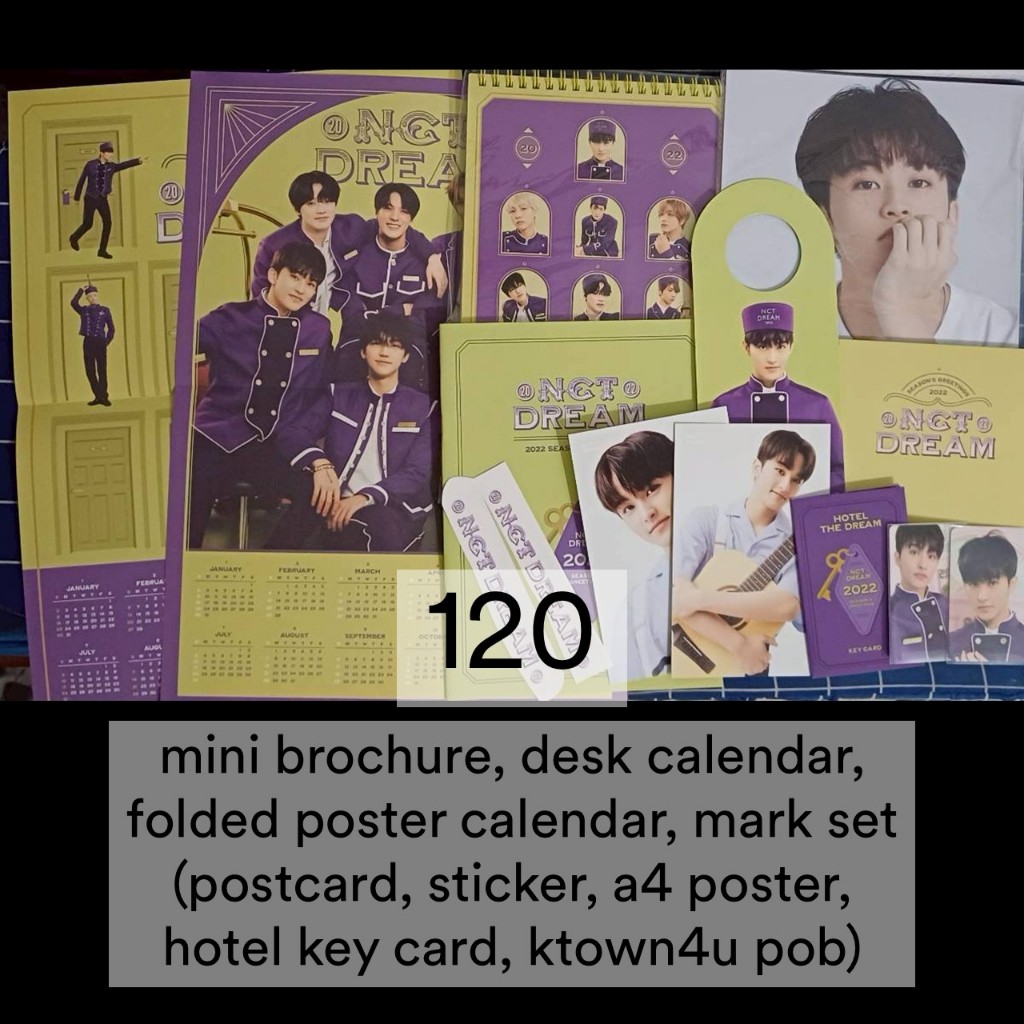 NCT DREAM SEASON'S GREETINGS SG 2022 MINI BROCHURE DESK CALENDAR FOLDED POSTER CALENDAR + MARK SET (