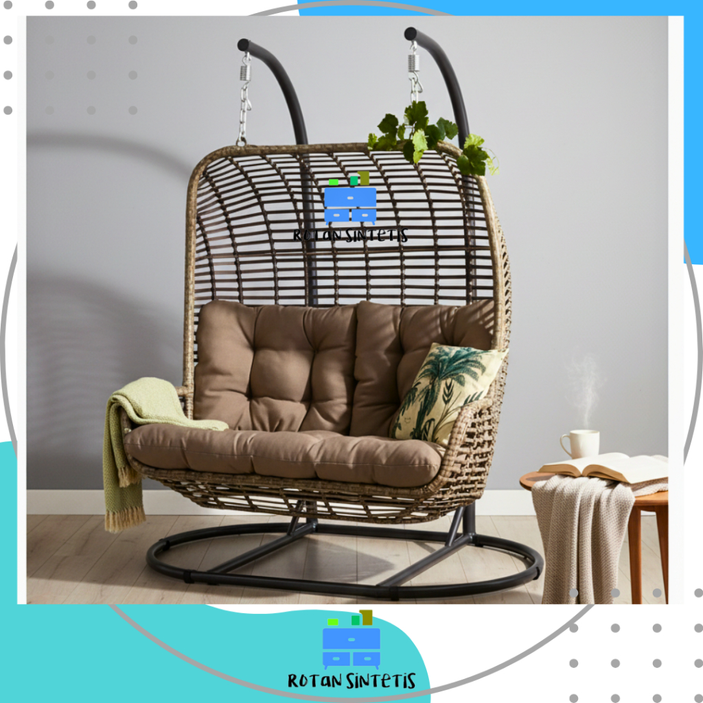 Kursi Ayunan Dewasa Jumbo Rotan Sintetis Nyaman Kualitas Ekspor