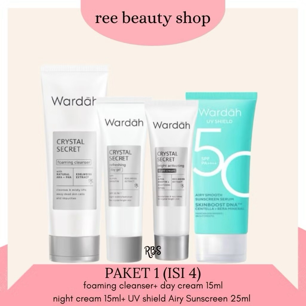 Wardah Crystal Secret 1 Paket Lengkap Skincare Wardah Untuk Flek dan Kulit Kusam