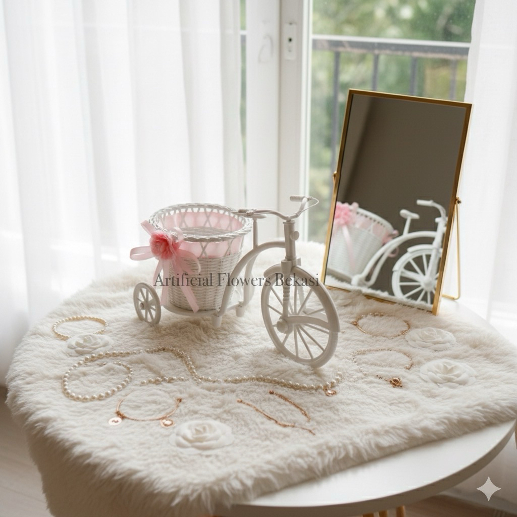 dnd  8815 VAS SEPEDA ROTAN BESAR/ pot sepeda  / vas rotan/ vas putih / vas unik / artificial /pot bu