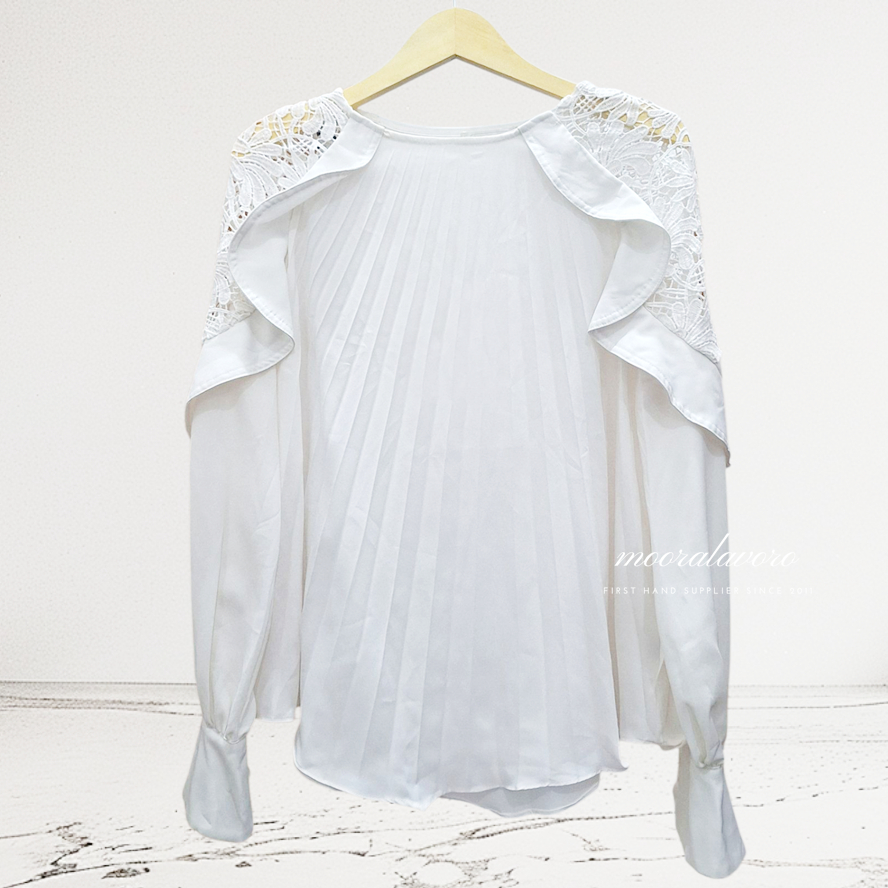 IVELLE CROCHET PLEATS ELEGANCE LOOSE BLOUSE KOREAN STYLE READY BANGKOK PREMIUM COLLECTIONS BKK