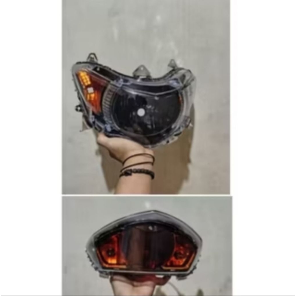 Paket Reflektor Lampu Depan Mio GT Soul Plus Lampu Stop Belakang Soul GT Custom Hitam Oren