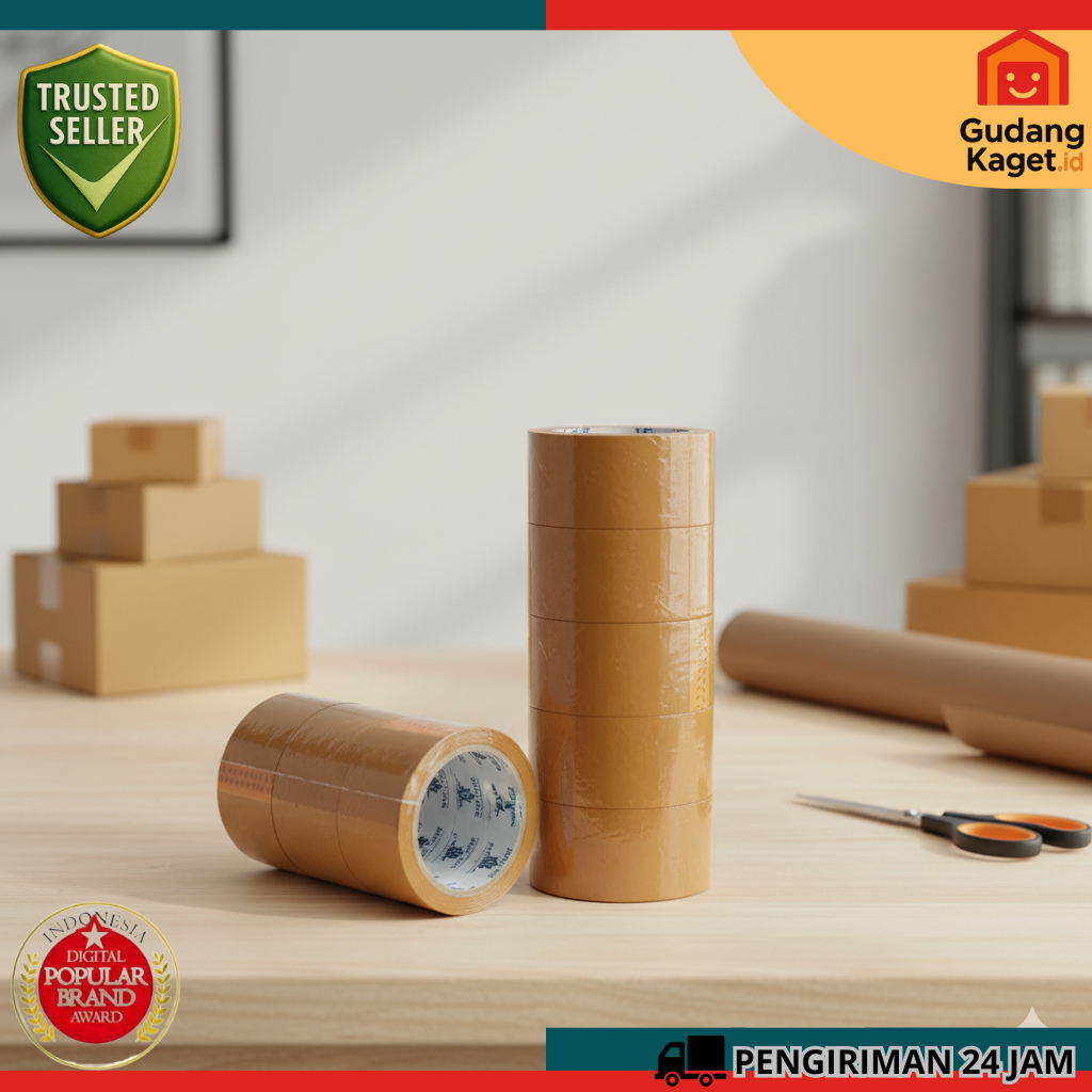 [1DUS] lakban coklat 100 yard 45MM lakban bening coklat 100 yard lakban 100 yard