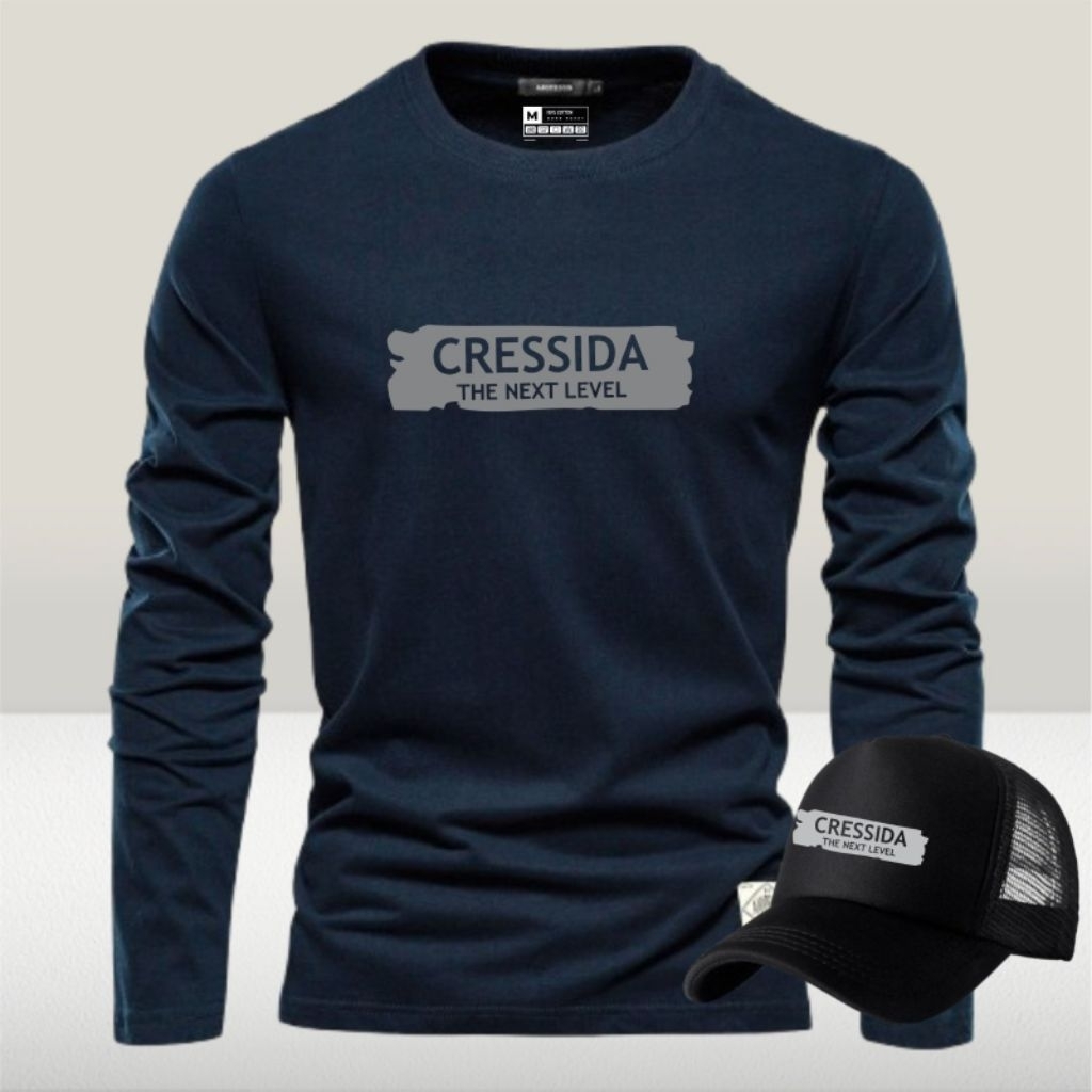 Cressida blok silver  Kaos motiv  Lengan Panjang Dewasa Cotton Combed 30s - T-Shirt Kaos Panjang