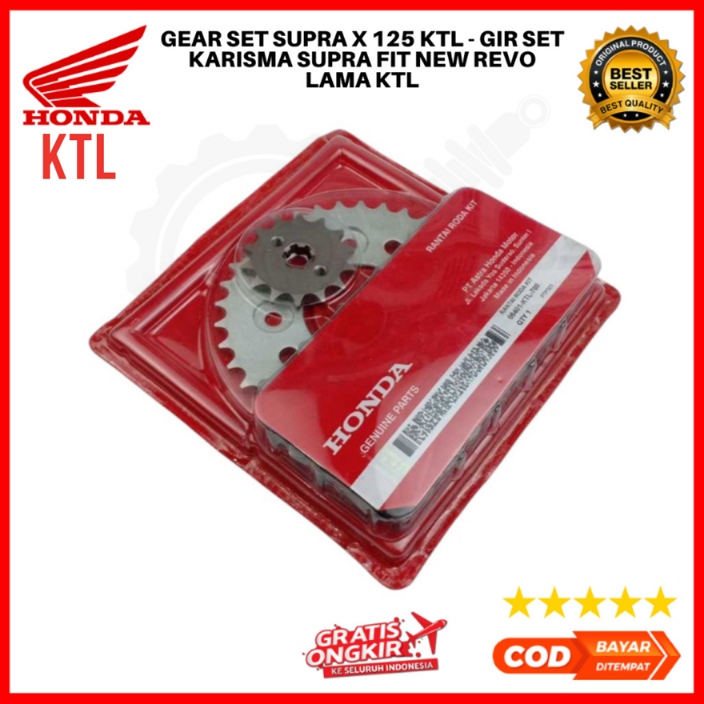 Gear Set Supra X 125 / Gir Set Supra x 125 / Gir Set Supra Fit New / Rantai Gear Set Revo 100 - KTL