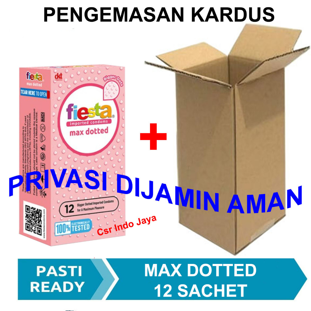 Kondom Fiesta Max Dotted Isi 12 Sachet  Dan Kardus / Bintil Dot Lebih Besar Dan Berasa Anti Bocor