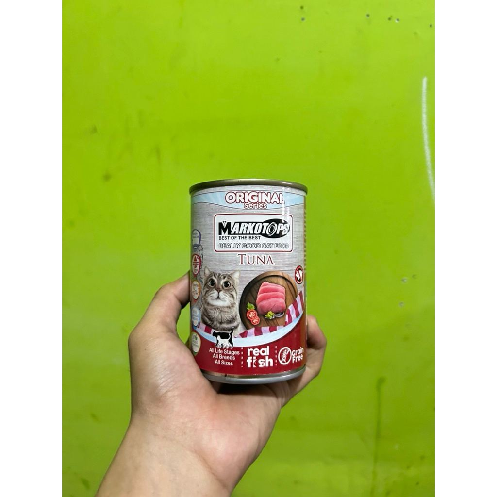 Makanan kucing kaleng Markotops wet food kitten & adult 400gr