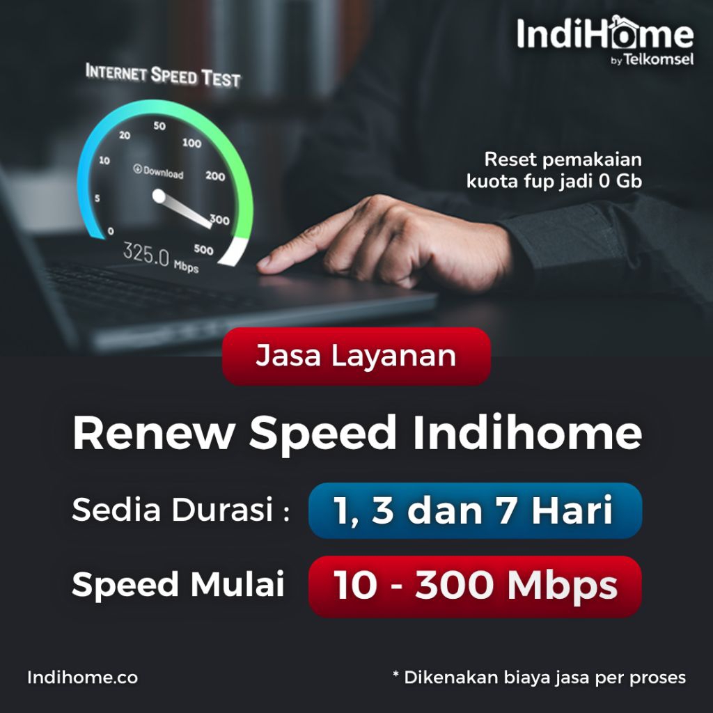 Jasa Renew Speed Indihome | 10 - 300 Mbps | Reset FUP Indihome | Reset Kuota Indihome | Refreshment 