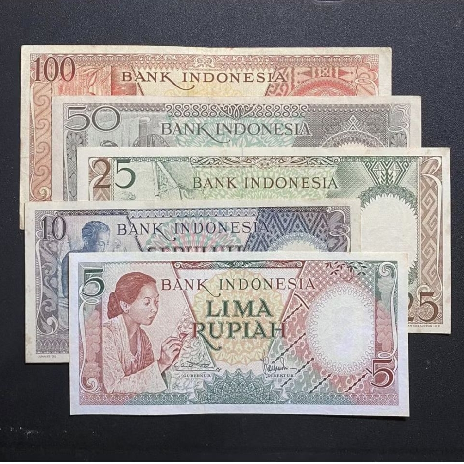 Koleksi Uang Kertas Kuno Indonesia Set Pekerja5-100 Rupiah