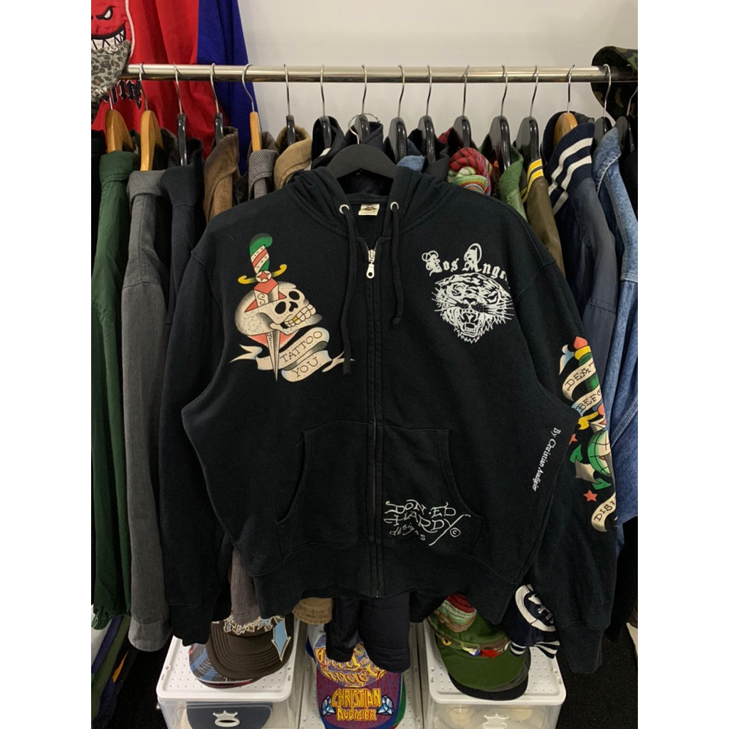 Y2k Zip Hoodie Ed Hardy