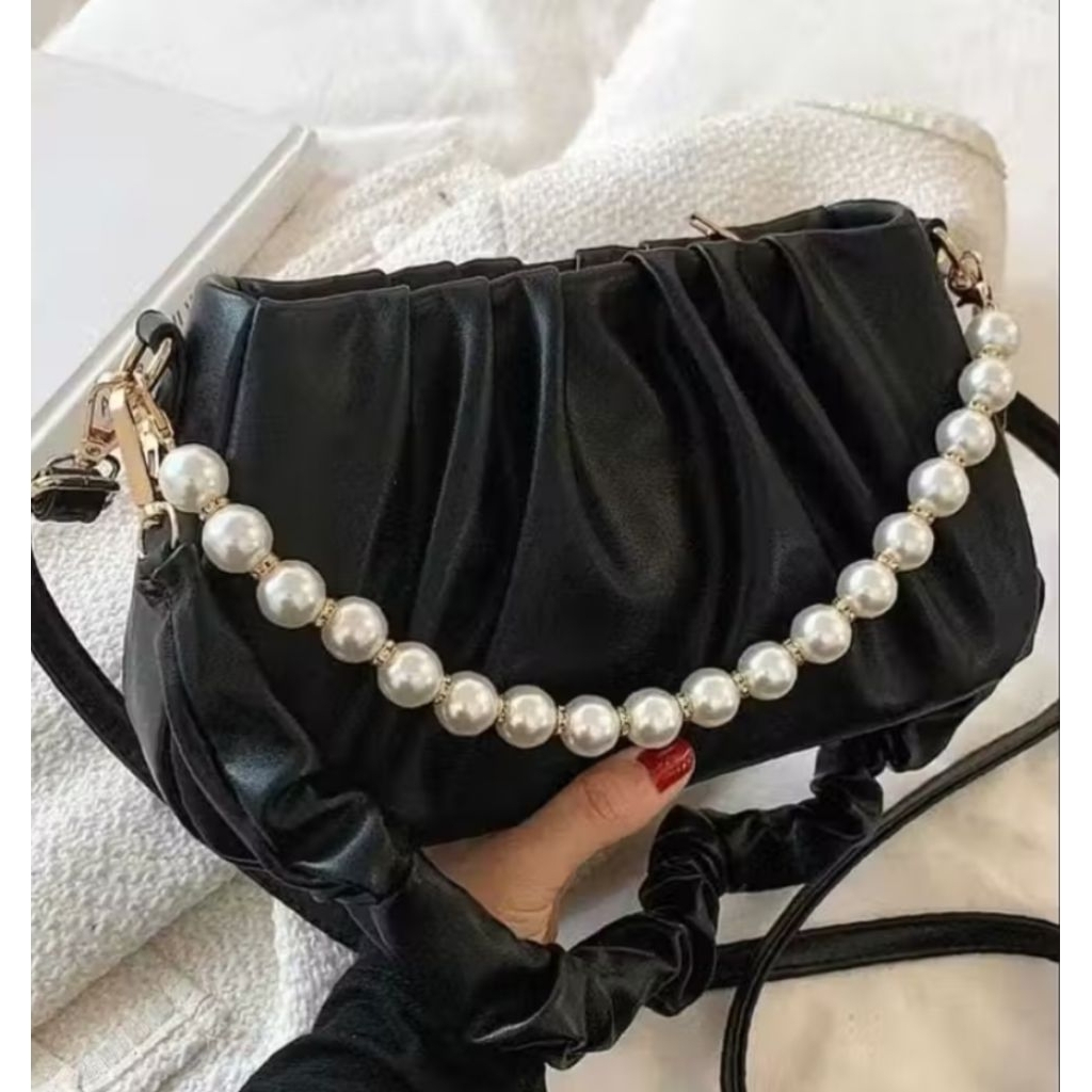 Tas Selempang Wanita Shoulder Bag Mutiara Rempel Kerut