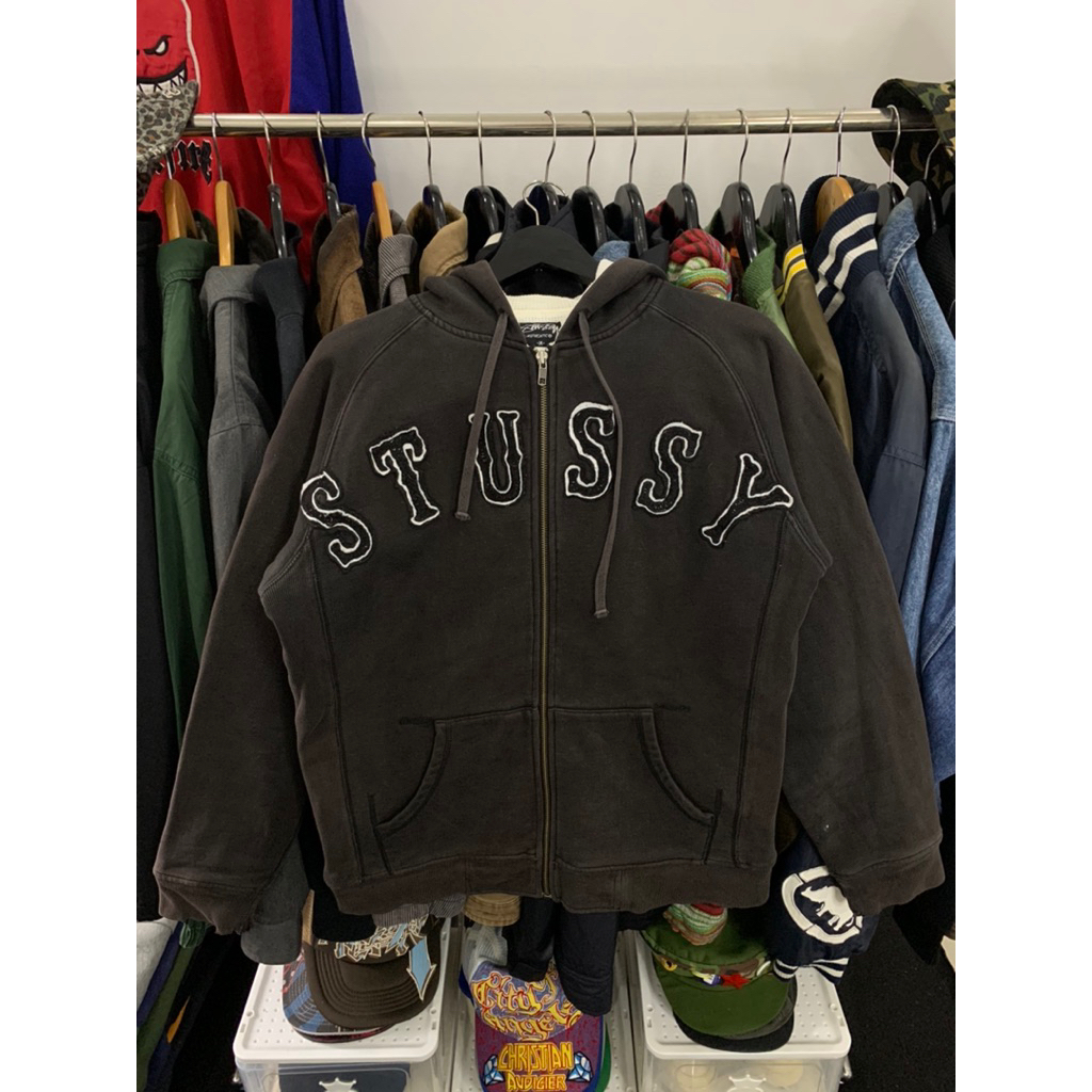 Vintage Zip Hoodie Stussy 90s Thermal