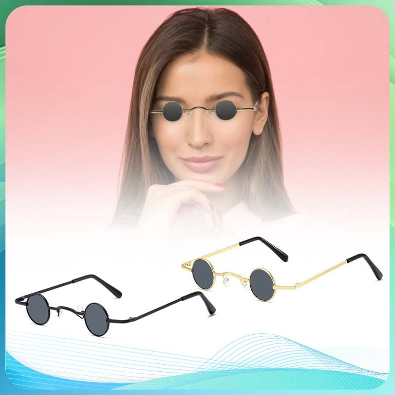 Kacamata Boboho Retro Bulat Kacamata Hitam Bingkai Bulat Kacamata Bulat Kecil 2pcs