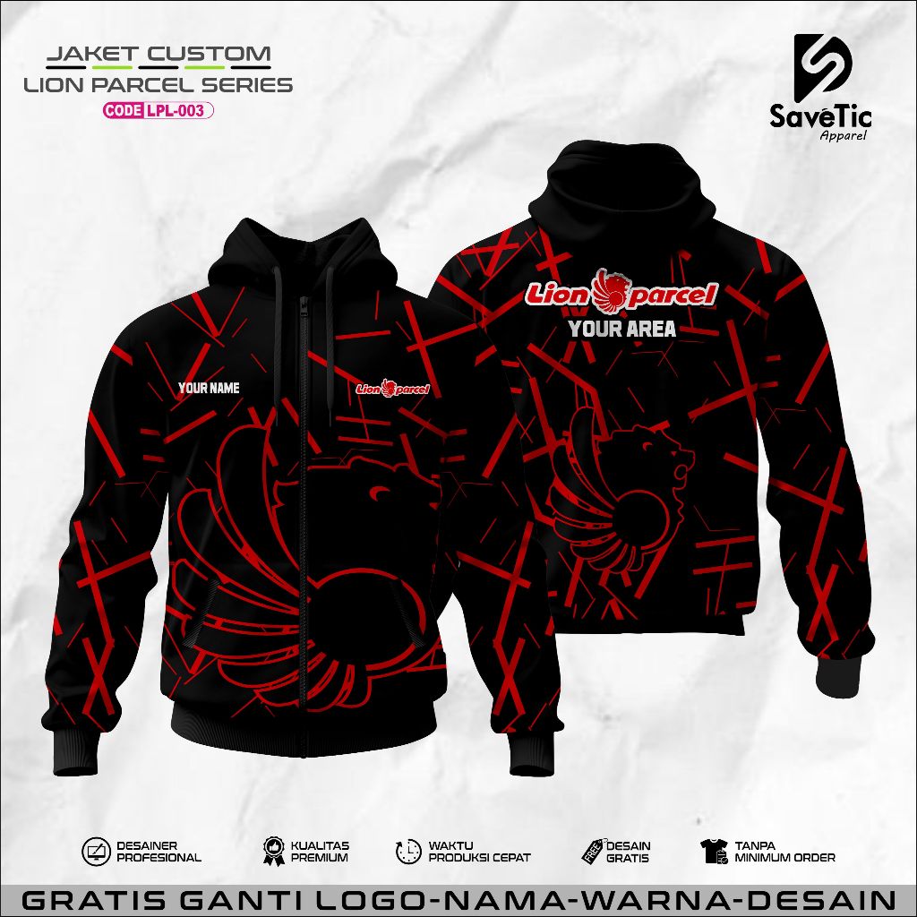 Jaket Lion Parcel full printing sublim/Jaket custom/Hoodie/Bomber/Tracktop/Jaket Kurir Lion Parcel/J