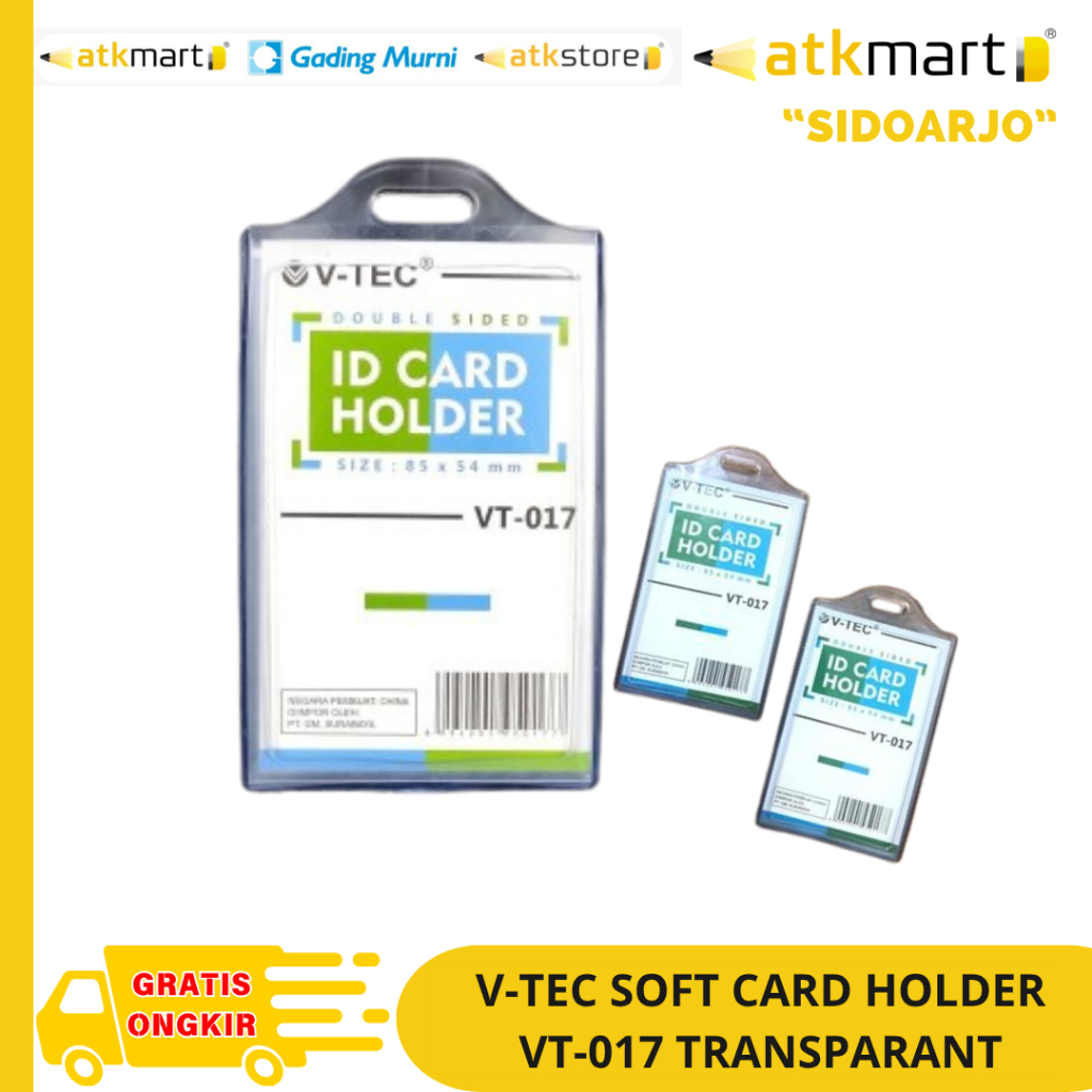 V-TEC SOFT CARD HOLDER VT-017 TRANSPARANT NAME TAG TEMPAT ID CARD BENING