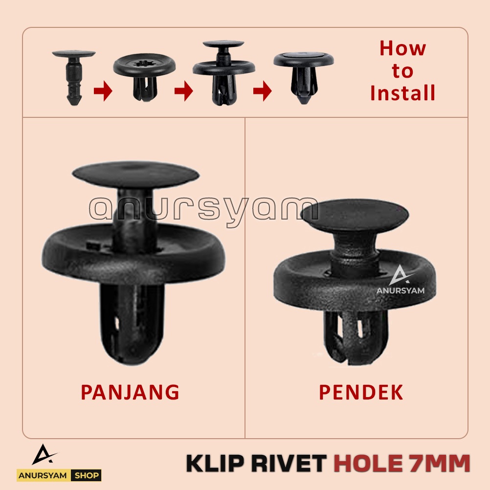 20Pcs Klip 7mm Bemper Dashboard Mobil Toyota Honda Paku Rivet