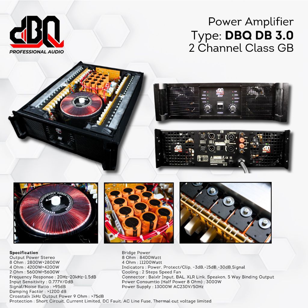 POWER AMPLIFIRE DBQ / DBQ - DB 3.0 / POWER 2 CHANNELS / POWER CLASS GB