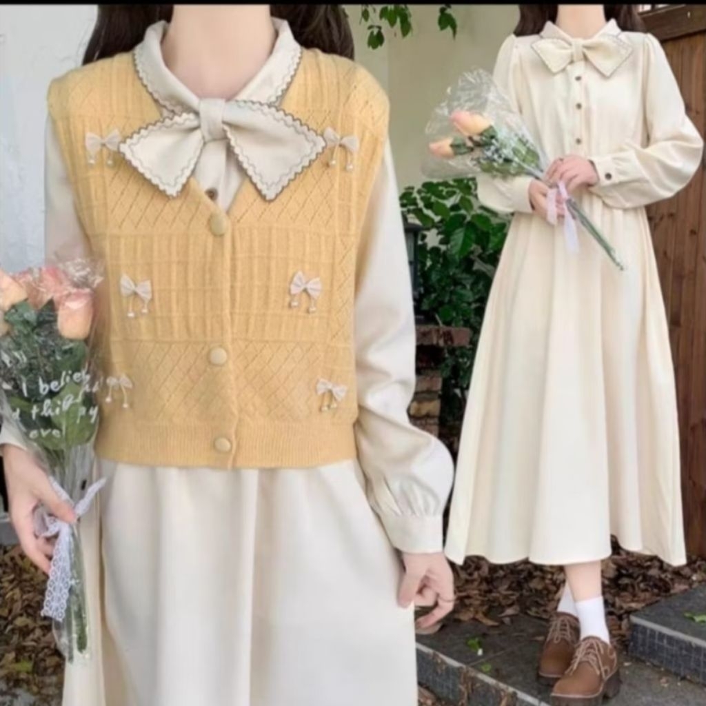 [COD]150-160-170-180 USIA 7-8-9-10-11-12TH DRES 2IN1 VEST RAJUT SAILOR TUNIK PREMIUM SUPER CANTIK AA