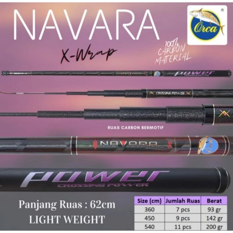 Joran Tegek Orca Navara 360, 450, 540cm Carbon Ringan