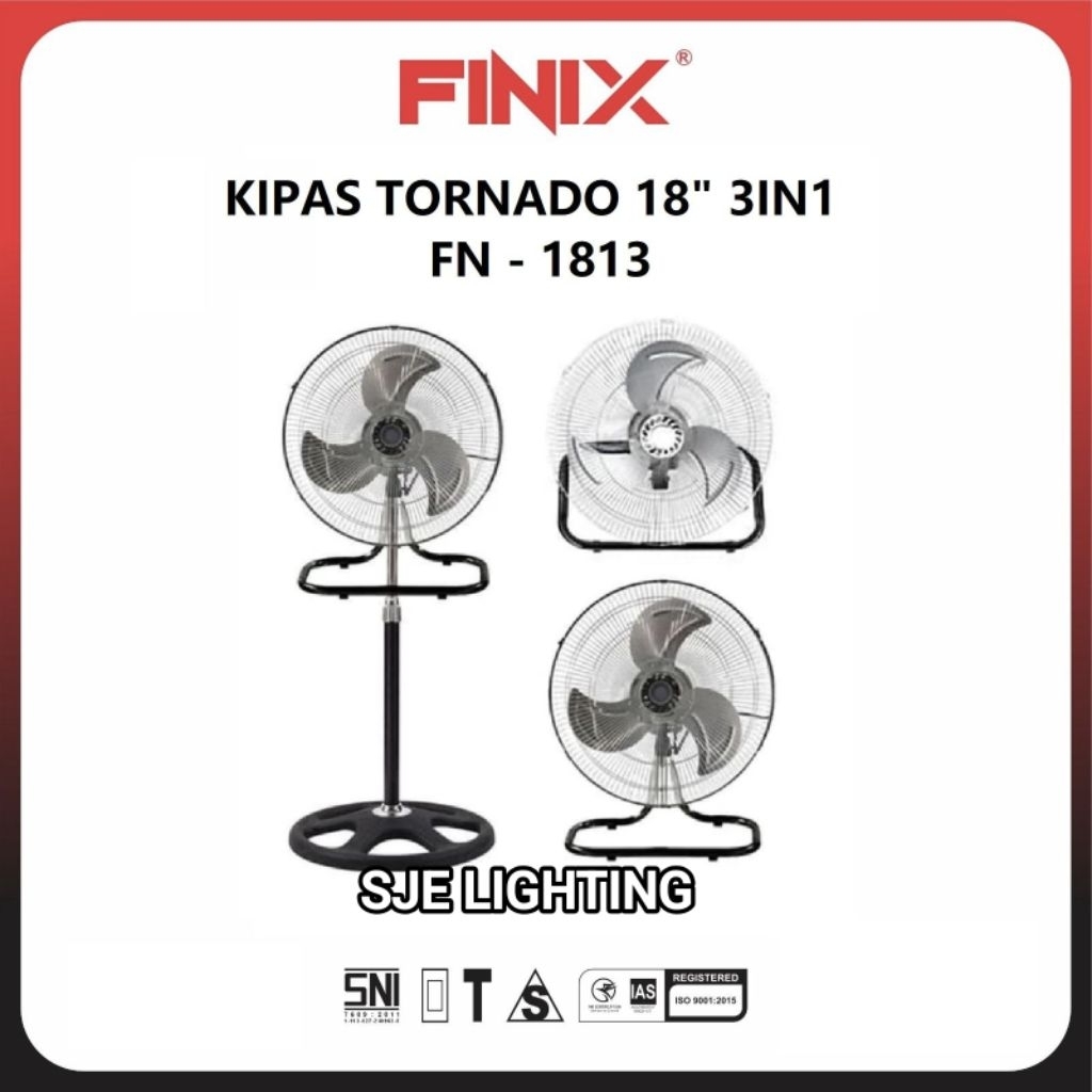 KIPAS ANGIN 3 IN 1 TORNADO BESI AOYAMA/FINIX 18" INCH DENGAN BALING BESI