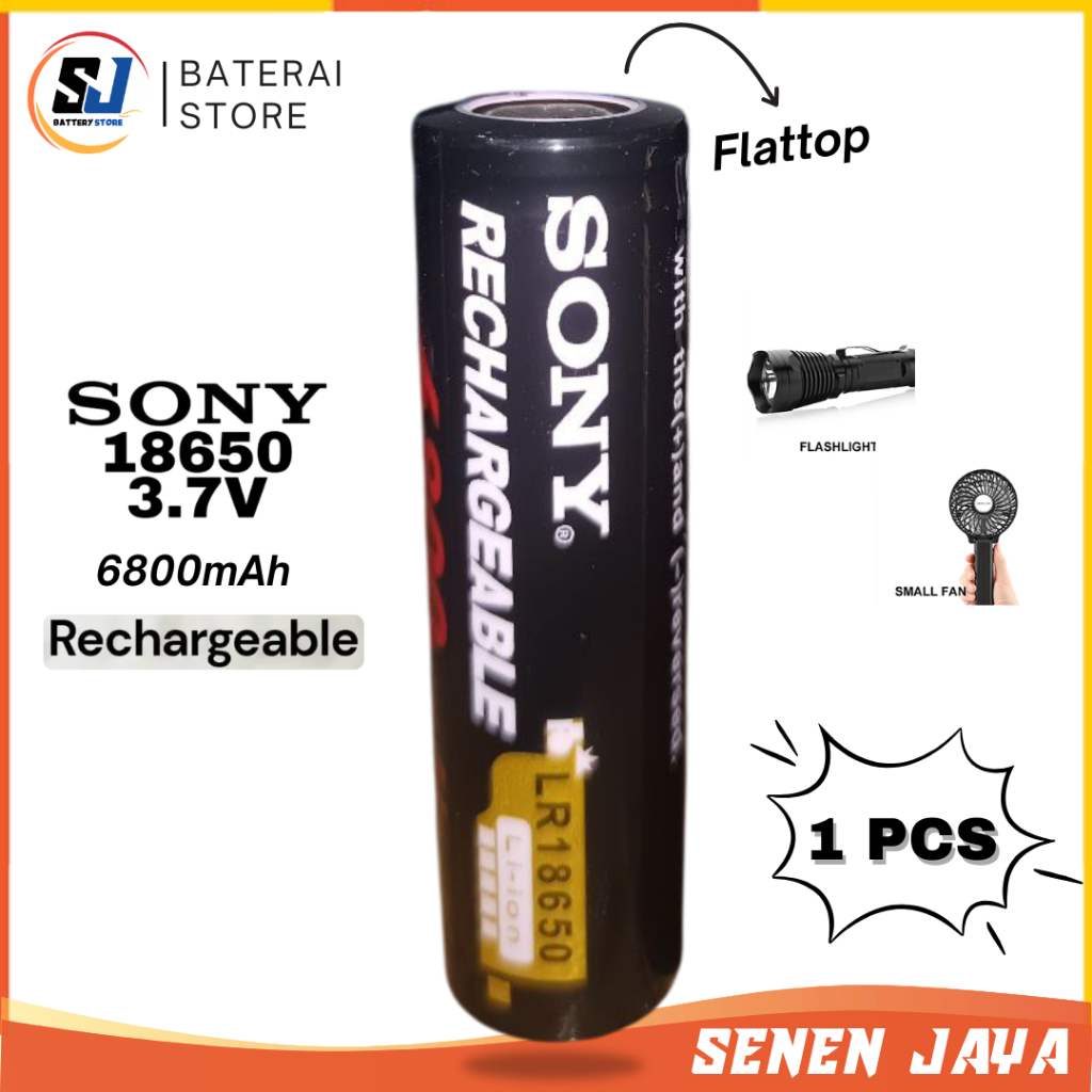 Baterai 18650 FLAT TOP 3.7V Sony 6800 mAh Batre SONY 18650 FLAT TOP 3.7V 6800 mAh Harga 1 PCS
