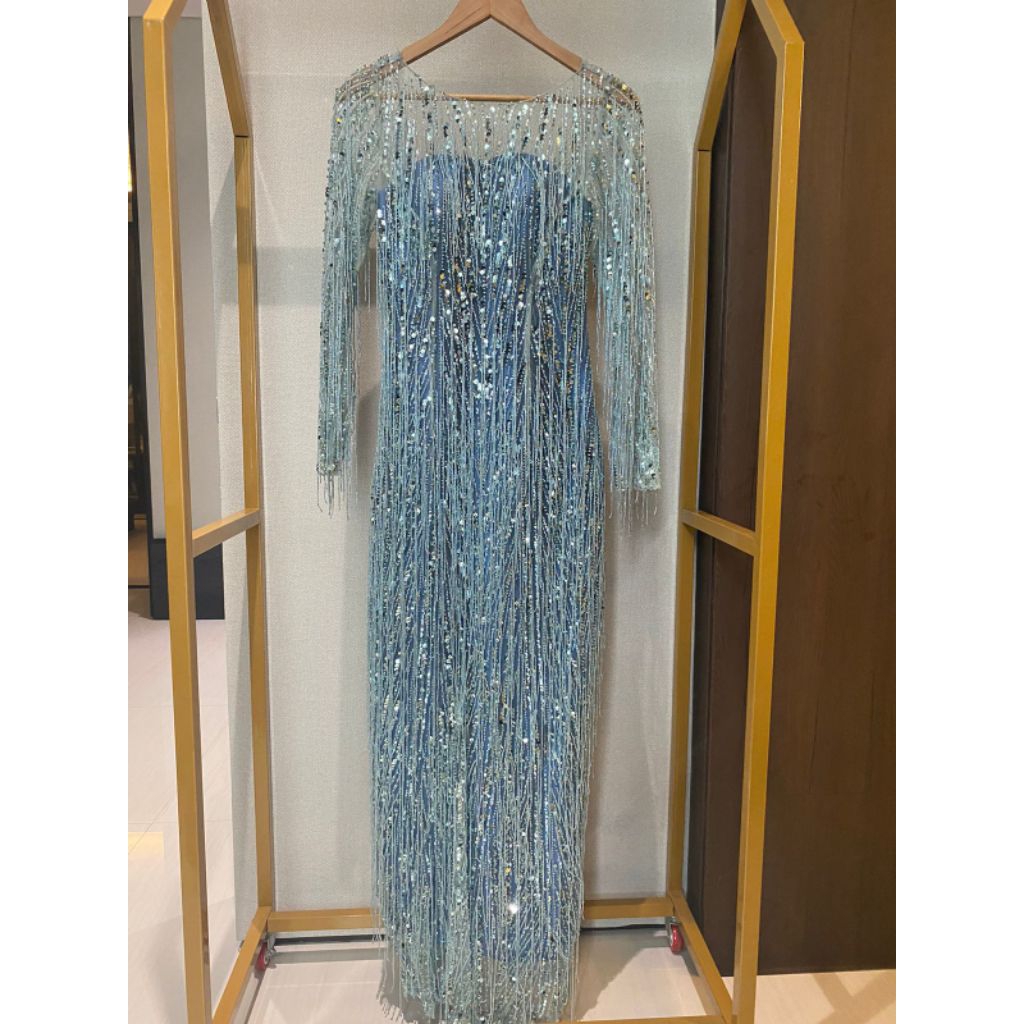 Gaun mewah biru muda~ Dress kondangan Mewah
