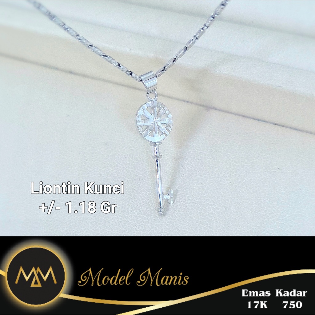 Model Manis Gold - Liontin Kunci Ukir Putih - Emas 17k  750