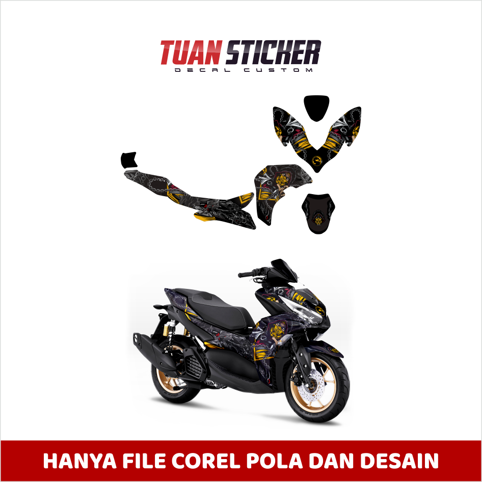 Jual File Pola Yamaha Aerox Connected File Desain Stiker Sticker Striping Decal Motor Aerox Connecte
