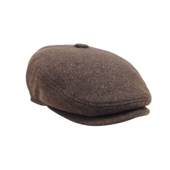 Topi klasik Flatcap wool coklat polos Topi pet pelukis premier vintage