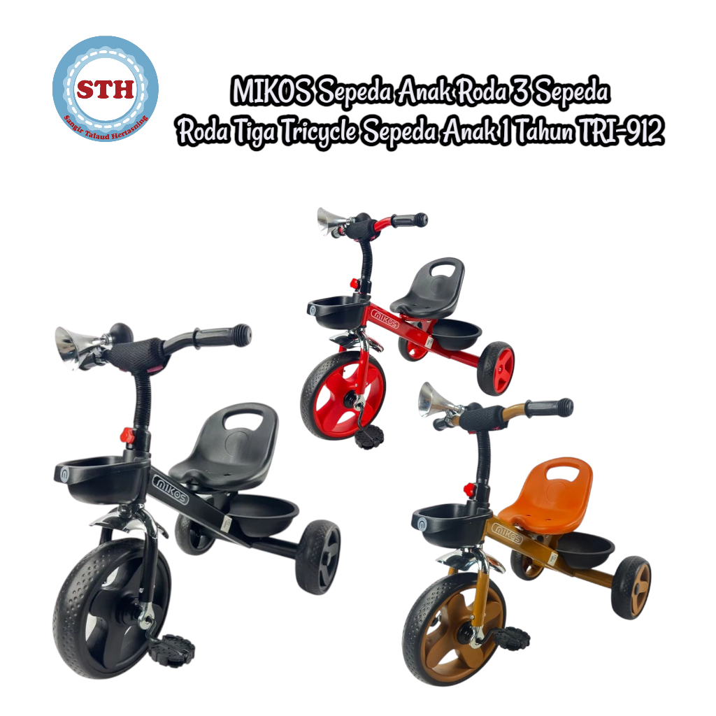 MIKOS Sepeda Anak Roda 3 Sepeda Roda Tiga Tricycle Sepeda Anak 1 Tahun TRI-912