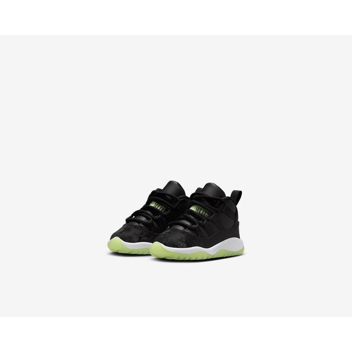 Sepatu Basket Anak Nike Jordan 11 Retro Black Barely Volt Toddler (TD) IB1380-001